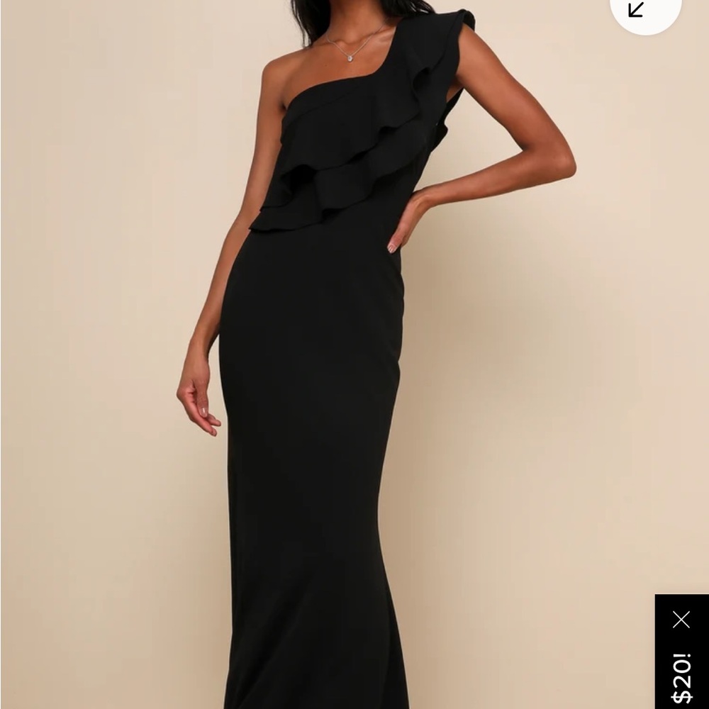 Lulu's Black One-Shoulder Ruffle Dress